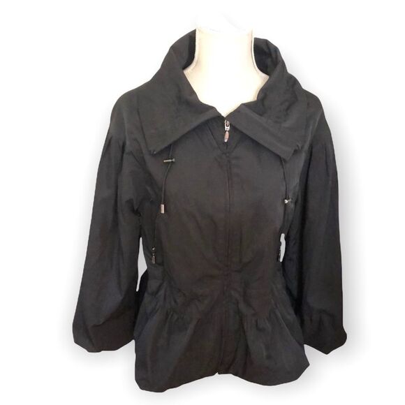 1 Madison Luxe Outerwear Jacket Black Nylon Blouson Sleeves Zip Up M - Picture 1 of 15